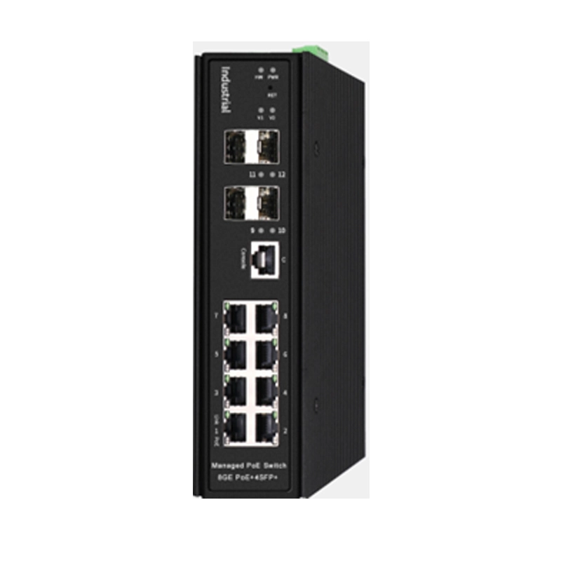 Commutateur industriel F6-5800-M8GTP4GS DIN-RAIL géré 4 1000M Fx 8 1000M PoE