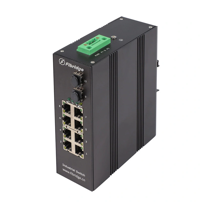 Commutateur industriel 2 ports 1000M Fx 8 ports non géré DIN-RAIL 1000M Tx